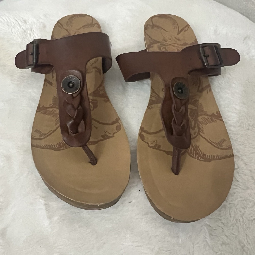 Blowfish Brown Braided Leather Toe-Post Sandals